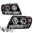 thumbnail image 1 of VIPMOTOZ LED Halo Ring Black Projector Headlight Lamp Assembly For 1999-2004 Jeep Grand Cherokee - LED Low Beam, Driver & Passenger Side, 1 of 8