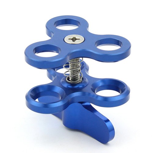 For 2-Open Hole Butterfly Clip Clamp, Diving Light Bracket, Tripod Connector Ball Head Mount, for Action / SLR Cameras