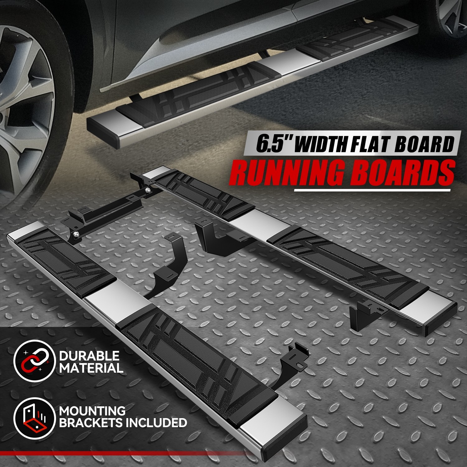 Black Horse Black Aluminum Exceed Running Boards - Compatible With 2016-2022 Hyundai Tucson, 5.5" Wide Step, Easy Install