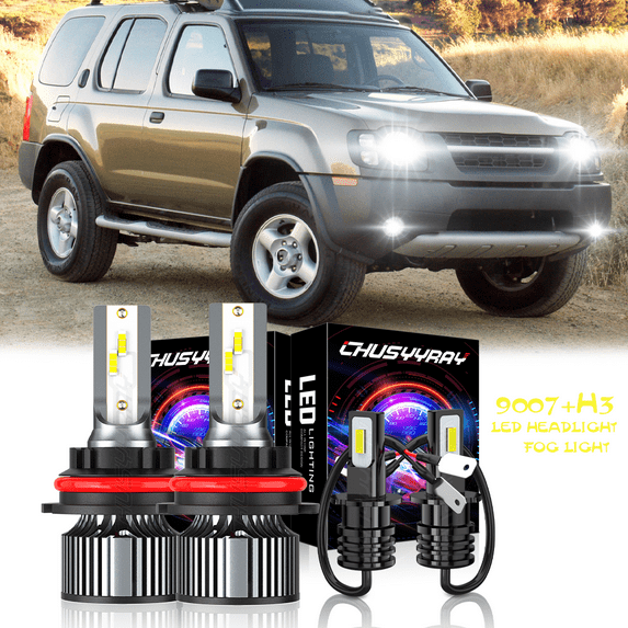 For 2000 2001 Nissan Xterra 6000K 4x Front 9007 9004 LED Headlight & H3 Fog Light Bulbs Combo