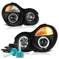 thumbnail image 1 of VIPMOTOZ LED Halo Ring Black Projector Headlight Lamp Assembly For 2000-2002 Mercedes-Benz W210 E-Class Halogen Model - RGB Low Beam, Driver & Passenger Side, 1 of 7
