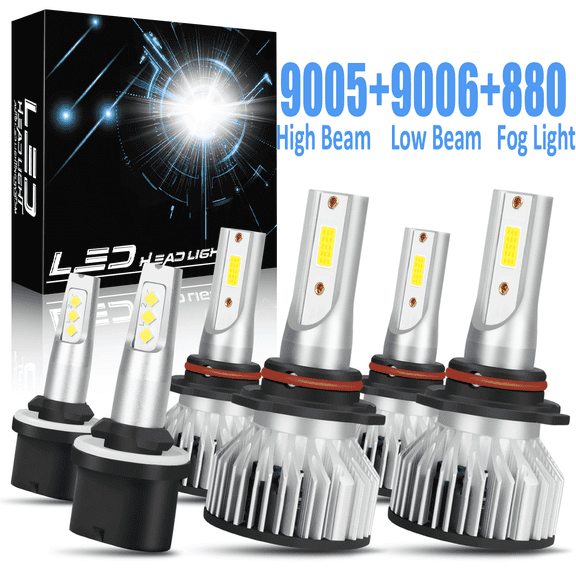 For 2000-2005 Cadillac DeVille 2001 2002 2003 2004 LED Headlight Bulbs 9005 High Beam 9006 Low Beam 880 Fog Light 6pcs