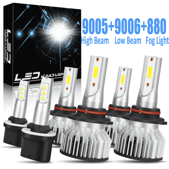 For 2000-2005 Cadillac DeVille 2001 2002 2003 2004 LED Headlight Bulbs 9005 High Beam 9006 Low Beam 880 Fog Light 6pcs