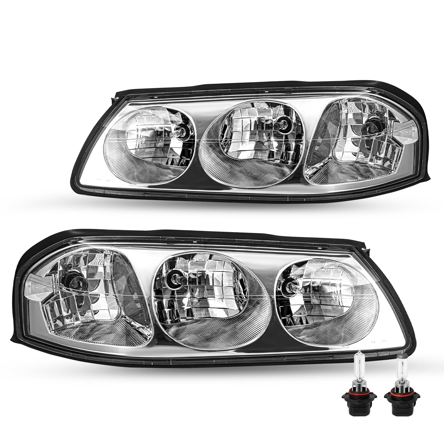 For 2000-2005 Chevy Impala Chrome Headlights Lamps Replacement Assembly Pair