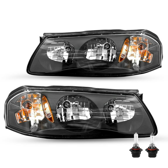 For 2000-2005 Chevy Impala SS LS Base Black Replacement Headlights Assembly Pair