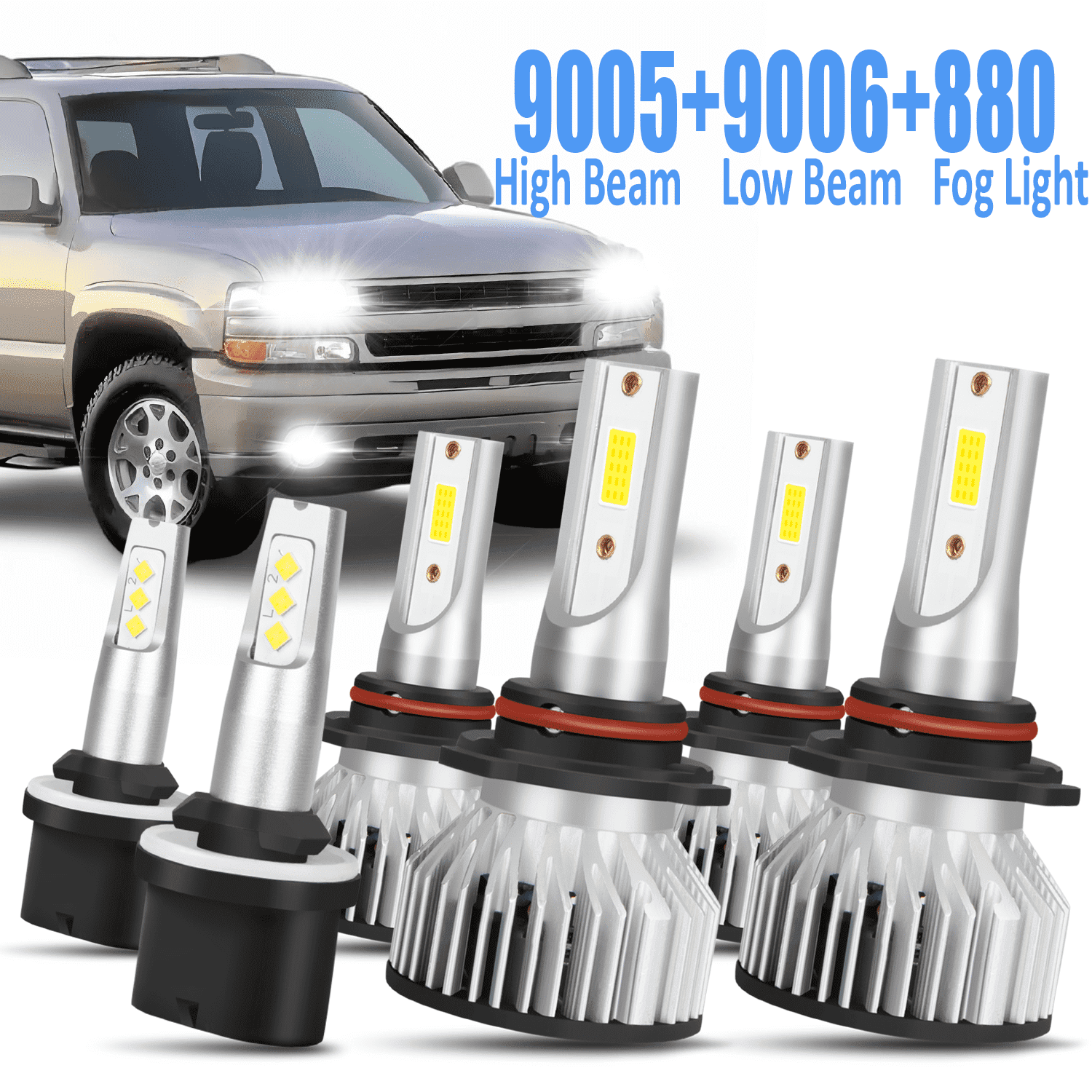 For 2000-2006 Chevrolet Suburban 1500 2500 LED Headlight Bulbs 9005 9006 High/Low Beam 880 Fog Light 6000k 6pc