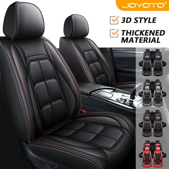 For 2000-2024 Ford EcoSport Mondeo Car Seat Covers 5-Seats, Premium Pu Leather Auto Cushion Protector, Front Rear Seat Full Set for Ford Edge Fiesta Black Red Line
