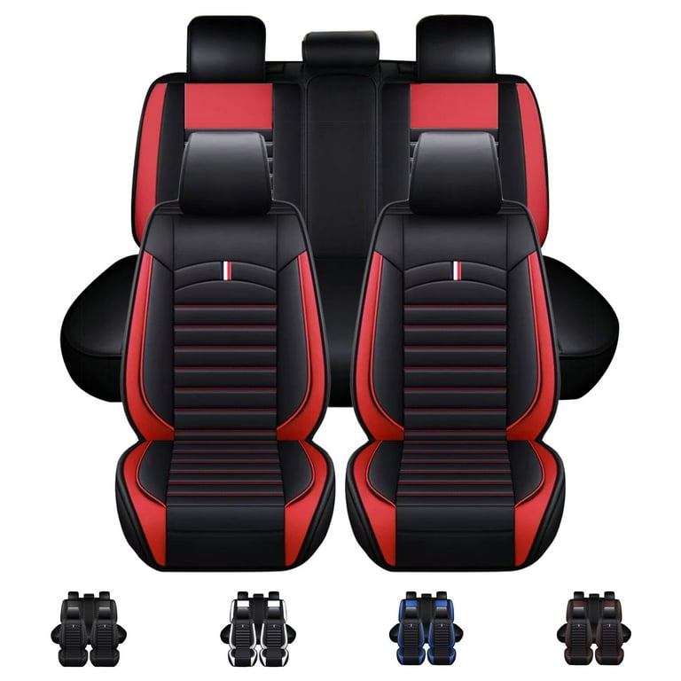 For 2000 2024 Jaguar XJ F Pace E Pace Car 5 Seat Covers Front Rear Full Set Luxury PU Leather Cushion Protector Waterproof Black Red
