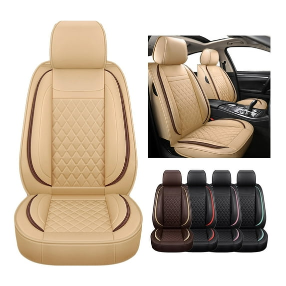 For 2000-2024 Kia Soul Sorento Car 5 Seat Covers Front&Rear Full Set Cushion Luxury PU Leather Protector Waterproof Beige