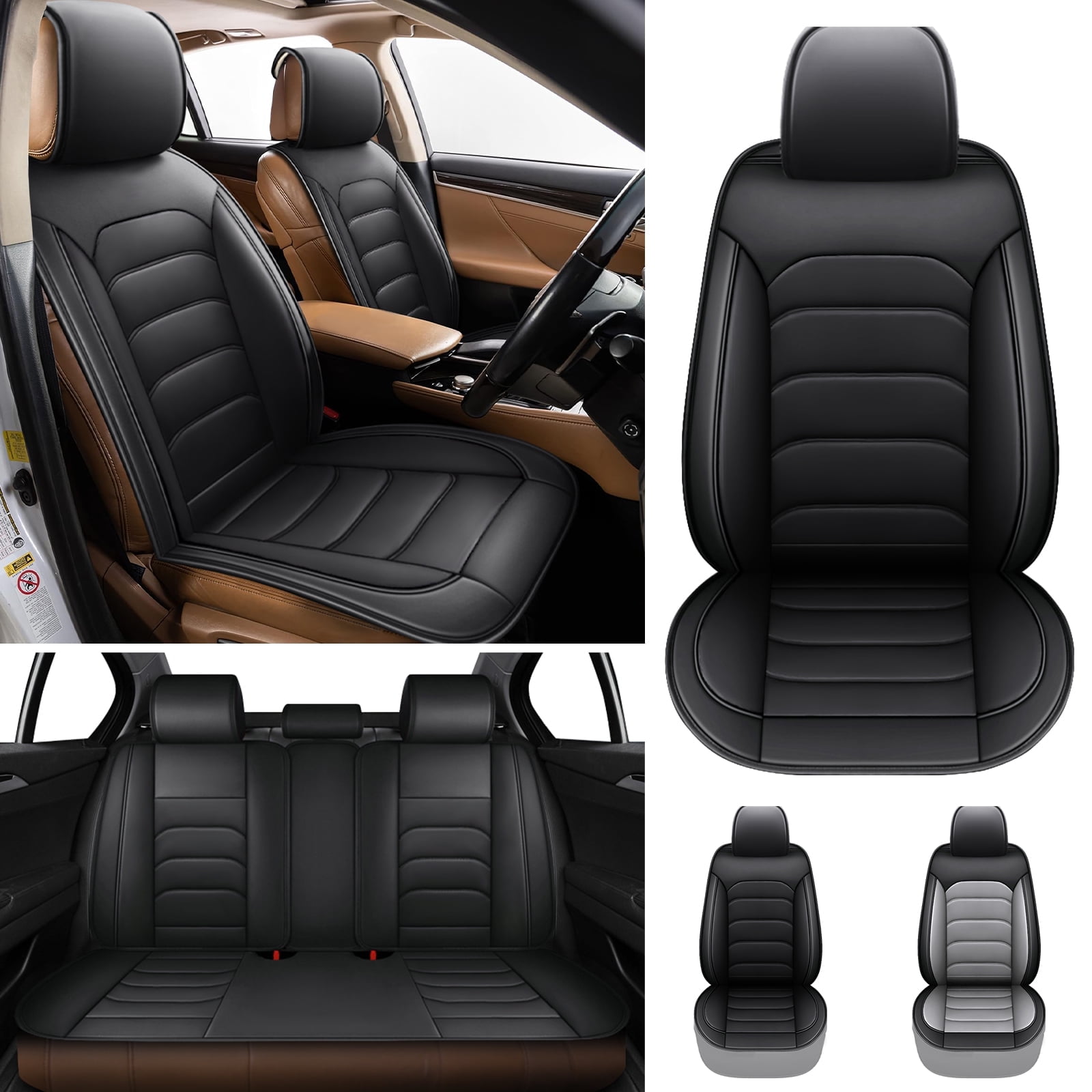 Picture of For 2000-2024 Nissan Sentra Kicks Rogue Car Seat Cover 5 Seats PU ...
