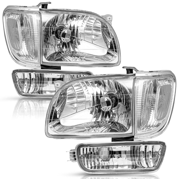 For 2001 2002 2003 2004 Toyota Tacoma Chrome Clear Headlights Bumper Lights 6PCS