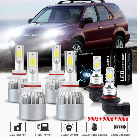 For 2001 2002 2003 Acura Mdx Headlights,9005 9006 High Low Beam Bulbs+9006 Fog Light 6pc