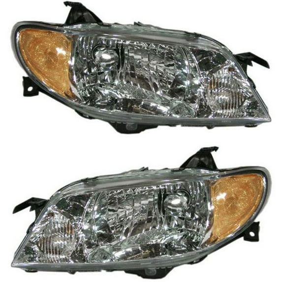 For 2001 2002 2003 Mazda Protege Pair Headlight Driver and Passenger Side Sedan | w/Aluminum Bezel MA2502119 MA2503119 For BL8D-51-OLOD BL8D-51-OKOD