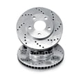 thumbnail image 1 of For 2001-2003 Kia Sephia, Spectra R1 Concepts Front Silver Zinc Cross Drilled Brake Rotors, 1 of 5
