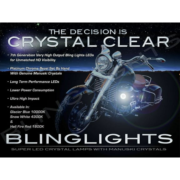 For 2001-2010 Honda Goldwing GL1800 Fog Lamp Driving Lights Kit Blue LED Chrome