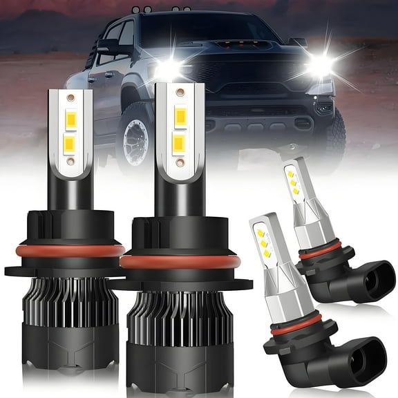For 2002 2003 2004 2005 Dodge Ram 1500 2500 3500 LED Headlight High Low+Fog Light Bulbs,500% Brightness 6000K Cool White Plug and Play