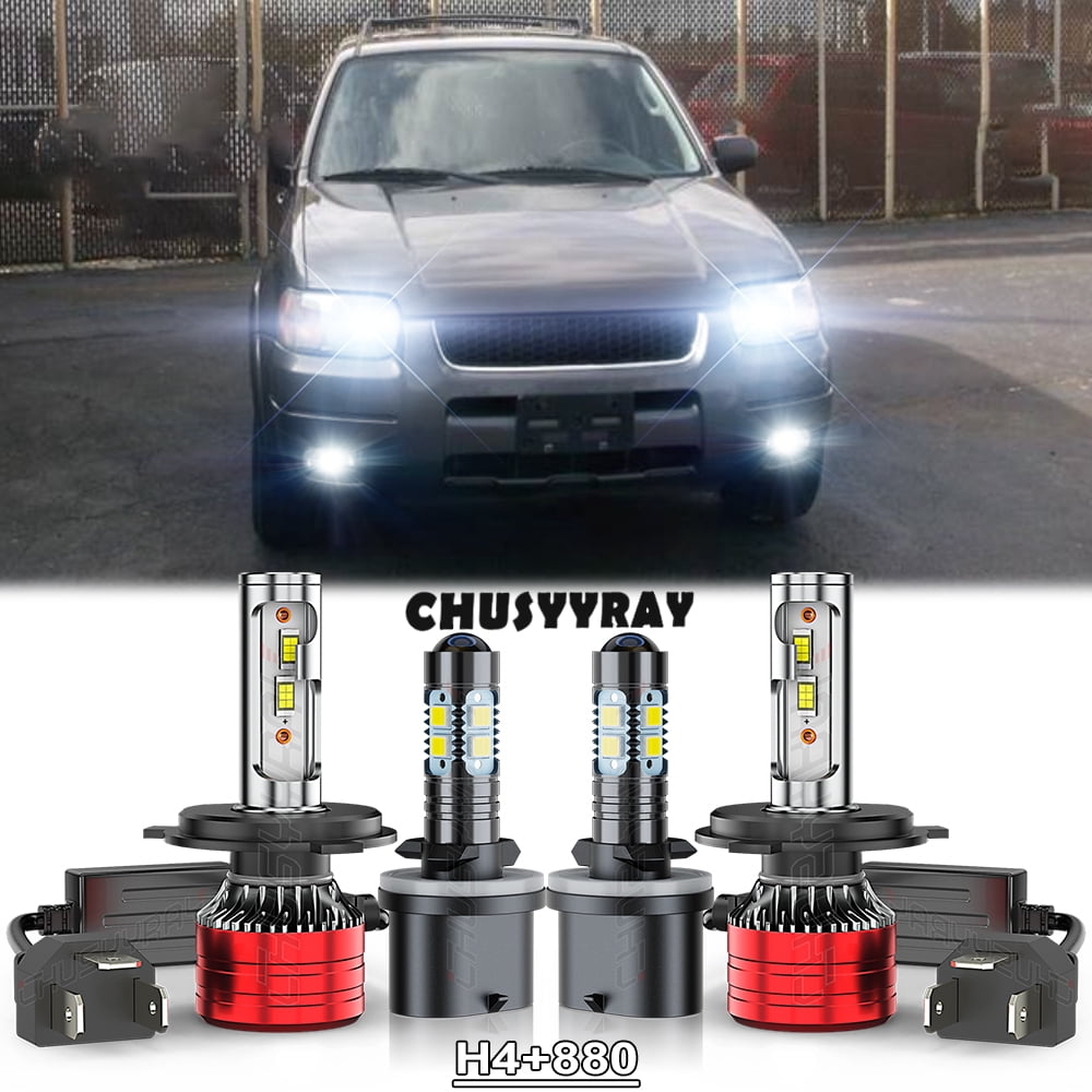For 2002-2004 Hyundai Santa Fe 9003 H4 880 LED Headlight Fog Light 4 ...