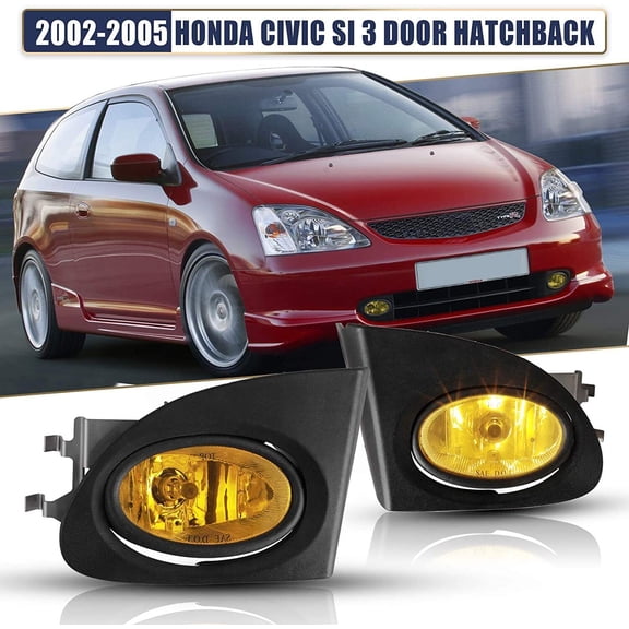 For 2002-2005 Honda Civic Si Hatchback Fog Lights Yellow Glass Lens Wiring Kit