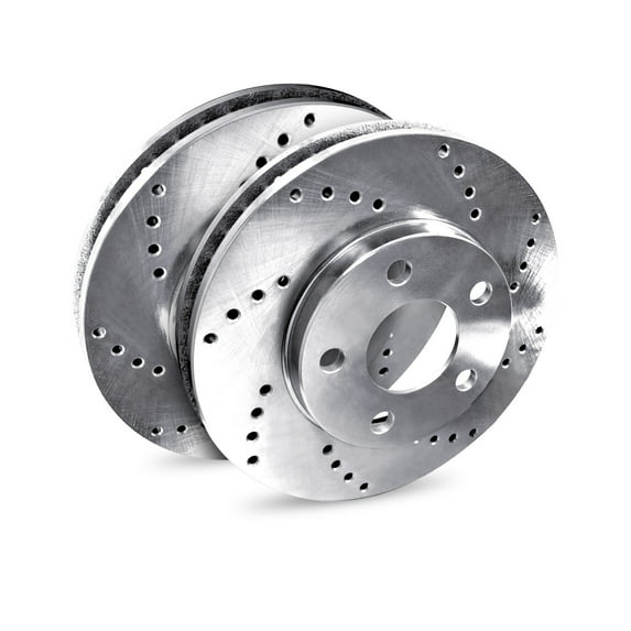 For 2002-2006 Infiniti Q45, M45 R1 Concepts Rear Silver Zinc Cross Drilled Brake Rotors