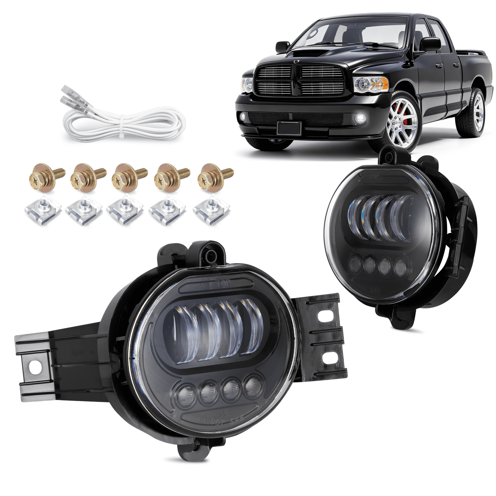 For 2002-2008 Dodge Ram 1500 03-09 Ram 2500 3500 DOT LED Fog Lights Lamps