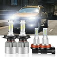 thumbnail image 1 of For 2002-2009 Renault Clio Headlights 9003/H4 LED High/Low Beam H11 Fog light Bulbs 4pc, 1 of 5