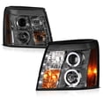 thumbnail image 1 of [For 2002 Cadillac Escalade Halogen Model] LED Halo Ring Chrome Smoke Projector Headlight Headlamp Assembly, Driver & Passenger Side, 1 of 6