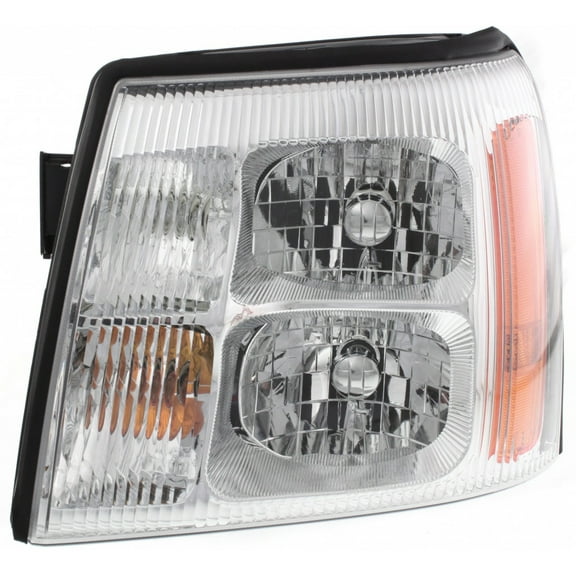 For 2002 Cadillac Escalade Headlight Driver Side | Chrome Crystal Housing | Clear Lens | Replacement For GM2502232 | 15181851