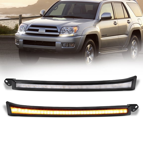 For 2003-05 Toyota 4Runner LED DRL Front Headlight Trim Side Marker Turn Signal