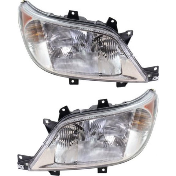 For 2003 2004 2005 2006 Dodge Sprinter 2500 Headlight Driver and Passenger Side w/ Bulbs CH2502172 CH2503172 Replaces 5124526AA, 5124528AA