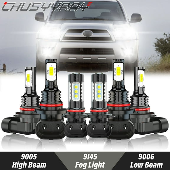 For 2003 2004 2005 Toyota 4Runner - LED Headlight High Low Beam Fog Light Bulbs Kit 6000K White 6 Pack