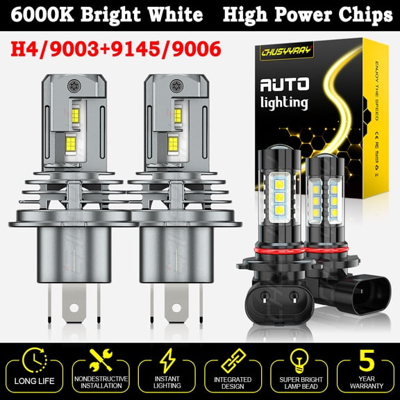 For 2003-2004 Ford Focus LED Headlight Bulb High Low Beam Fog Light Kit Pure White