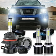For 2003-2004 Nissan Frontier LED Headlight Bulbs 4-side 9007 High Low Beam 880 Fog Lights 4x Bulbs Combo