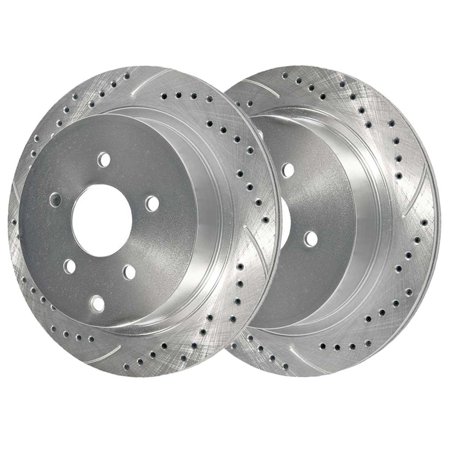 For 2003-2006 2007 2009-2018 Murano Silver Rear Drilled Slotted Brake Rotor Pair