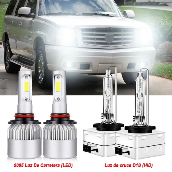 For 2003-2006 Cadillac Cts 9005 LED High Beam and D1S Xenon HID Low Beam Headlights