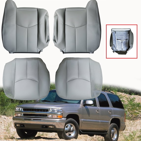 For 2003-2006 Chevy Suburban Tahoe GMC Driver&Passenger Leather Seat Cover Gray