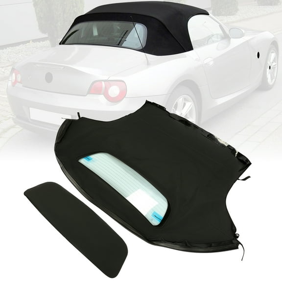 For 2003-2008 BMW Z4 Convertible Coupe Soft Top with Heated Glass Window, Black