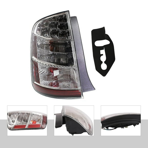 For 2004 2005 2006 2007 2008 2009 Toyota Prius Hatchback Halogen Tail Light Rear Brake Lamp Driver Side Black Housing Clear Lens (Left Side)