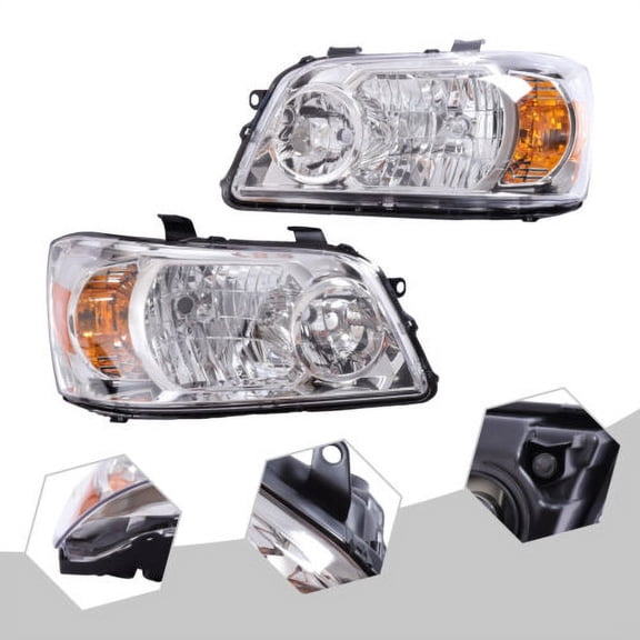 For 2004 2005 2006 Toyota Highlander Halogen Headlights Pair Set Left + Right