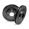 thumbnail image 1 of For 2004-2006 Dodge Ram 1500 R1 Concepts Rear Black Zinc Cross Drilled Brake Rotors, 1 of 5