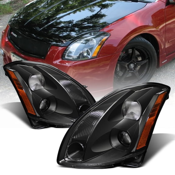 For 2004-2006 Maxima Black JDM Headlights Headlamps Replacement 04-06 Left+Right