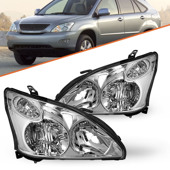 For 2004-2009 Lexus RX330 RX350 Halogen Chrome Headlights Sets Lamps