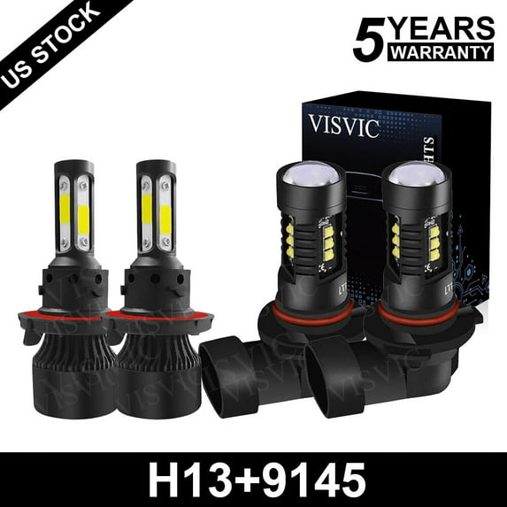 For 2004-2014 Ford F-150 8000K LED Headlight Hi Lo + Fog Light 4 Bulbs Combo csr