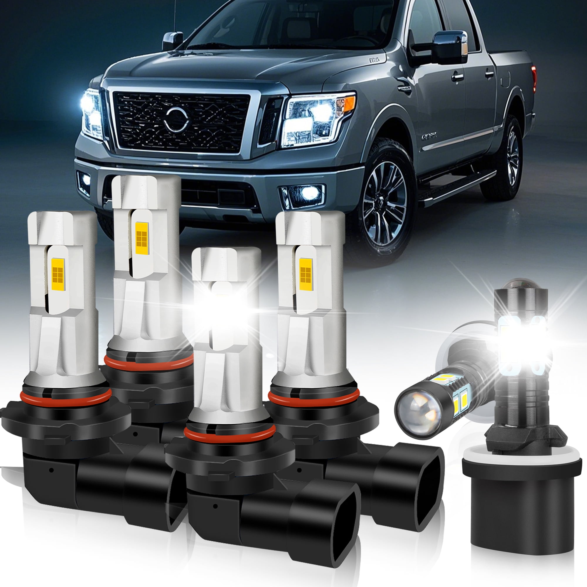 For 2004-2015 Nissan Titan 6x Combo Led Headlight Hi/Lo+Fog light Bulbs ...