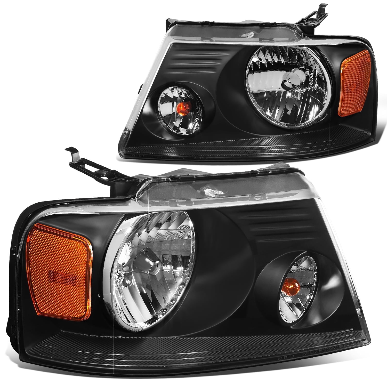 DNA Motoring For 04-08 Ford F150 06-08 Mark LT Black Amber Corner Headlight Lamps Pair