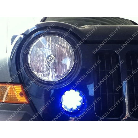For 2005 2006 2007 Jeep Liberty KJ LED Grille Corner Driving Lights Parking Lamps Blue Fog Kit