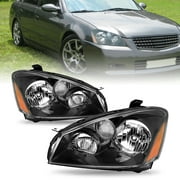 For 2005-2006 Nissan Altima Sedan 4Dr Black Headlights Assembly 05-06 Lamps Pair