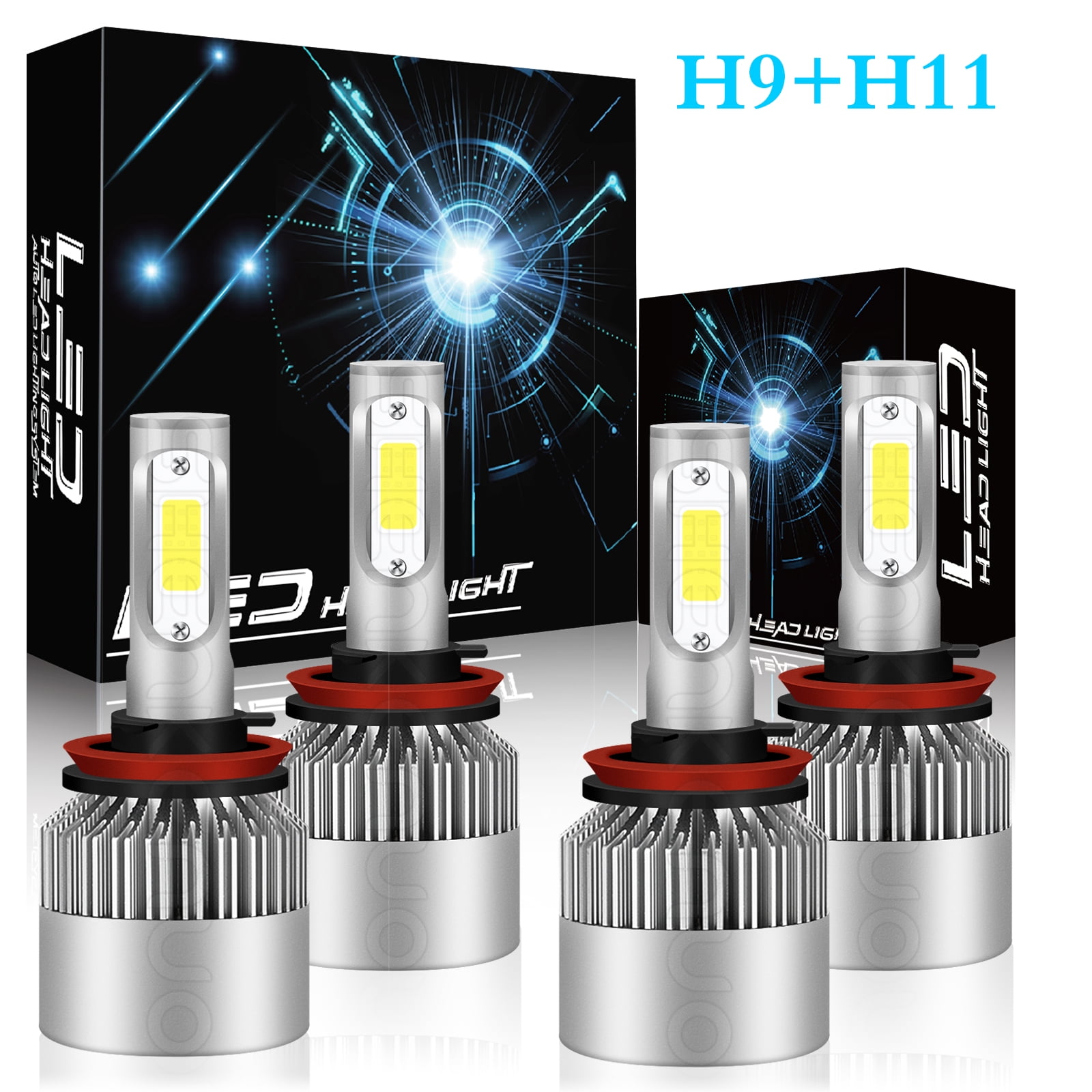 For 2005-2009 2010 2011 2012 2013 Buick Lacrosse LED Headlight Bulbs H9/H11 High Beam and Low Beam 4pc