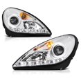 thumbnail image 1 of [For 2005-2011 Mercedes-Benz R171 SLK-Class Halogen Model] LED Strip Chrome Housing Projector Headlight Headlamp Assembly, Driver & Passenger Side, 1 of 8