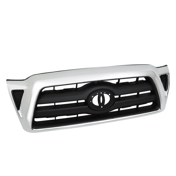 For 2005-2011 Toyota Tacoma Front Upper Grille Chrome Shell with Black Durable