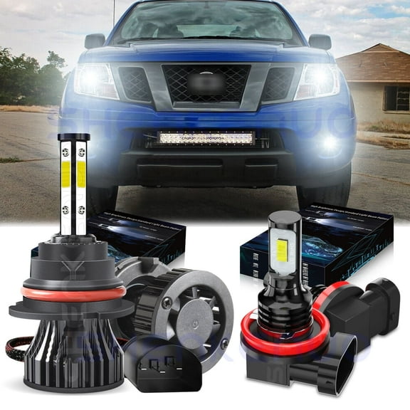 For 2005-2022 Nissan Frontier LED Headlight Bulbs 4-side 9007 H11 High Low Beam H11 Fog Lights 4x Bulbs Combo